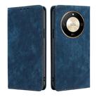 For Honor X50 5G RFID Anti-theft Brush Magnetic Leather Phone Case(Blue) - 1