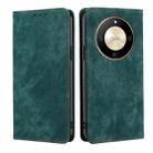 For Honor X50 5G RFID Anti-theft Brush Magnetic Leather Phone Case(Green) - 1