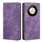 For Honor X50 5G RFID Anti-theft Brush Magnetic Leather Phone Case(Purple) - 1