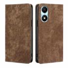 For Honor X5 Plus 4G / Play 40C RFID Anti-theft Brush Magnetic Leather Phone Case(Brown) - 1