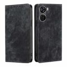 For ZTE Axon 40 Lite RFID Anti-theft Brush Magnetic Leather Phone Case(Black) - 1