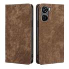 For ZTE Axon 40 Lite RFID Anti-theft Brush Magnetic Leather Phone Case(Brown) - 1