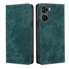 For ZTE Axon 40 Lite RFID Anti-theft Brush Magnetic Leather Phone Case(Green) - 1