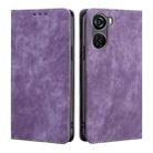 For ZTE Axon 40 Lite RFID Anti-theft Brush Magnetic Leather Phone Case(Purple) - 1