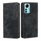 For ZTE Blabe V41 Smart 4G RFID Anti-theft Brush Magnetic Leather Phone Case(Black) - 1