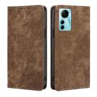 For ZTE Blabe V41 Smart 4G RFID Anti-theft Brush Magnetic Leather Phone Case(Brown) - 1