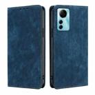 For ZTE Blabe V41 Smart 4G RFID Anti-theft Brush Magnetic Leather Phone Case(Blue) - 1