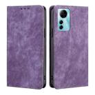 For ZTE Blabe V41 Smart 4G RFID Anti-theft Brush Magnetic Leather Phone Case(Purple) - 1