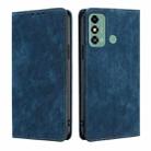 For ZTE Blade A53 4G RFID Anti-theft Brush Magnetic Leather Phone Case(Blue) - 1