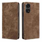 For ZTE Anshin Family RFID Anti-theft Brush Magnetic Leather Phone Case(Brown) - 1