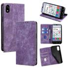 For ZTE Kantan Sumaho 4 A402ZT RFID Anti-theft Brush Magnetic Leather Phone Case(Purple) - 1