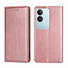For vivo S17 5G / S17 Pro 5G Gloss Oil Solid Color Magnetic Leather Phone Case(Rose Gold) - 1