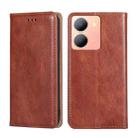 For vivo Y78 5G Gloss Oil Solid Color Magnetic Leather Phone Case(Brown) - 1