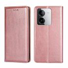For vivo Y78T 5G / iQOO Z8x 5G Gloss Oil Solid Color Magnetic Leather Phone Case(Rose Gold) - 1