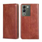 For vivo V29e 5G Gloss Oil Solid Color Magnetic Leather Phone Case(Brown) - 1