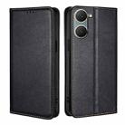 For vivo Y03 4G Gloss Oil Solid Color Magnetic Leather Phone Case(Black) - 1