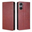 For vivo Y03 4G Gloss Oil Solid Color Magnetic Leather Phone Case(Brown) - 1