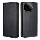 For vivo iQOO Z9 Turbo Gloss Oil Solid Color Magnetic Leather Phone Case(Black) - 1