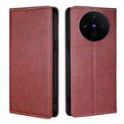 For vivo X100s Gloss Oil Solid Color Magnetic Leather Phone Case(Brown) - 1