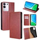 For vivo Y29 4G Global Gloss Oil Solid Color Magnetic Leather Phone Case(Brown) - 1
