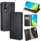 For vivo Y29s 5G / Y04 4G Gloss Oil Solid Color Magnetic Leather Phone Case(Black) - 1