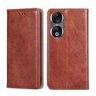 For Honor 90 5G Gloss Oil Solid Color Magnetic Leather Phone Case(Brown) - 1