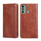 For ZTE Blade A53 4G Gloss Oil Solid Color Magnetic Leather Phone Case(Brown) - 1