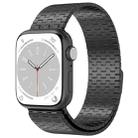 For Apple Watch 9 45mm Magnetic Buckle Stainless Steel Metal Watch Band(Black) - 1