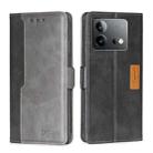 For vivo iQOO Neo 8 / 8 Pro 5G Contrast Color Side Buckle Leather Phone Case(Black + Grey) - 1