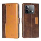 For vivo iQOO Neo 8 / 8 Pro 5G Contrast Color Side Buckle Leather Phone Case(Dark Brown + Gold) - 1