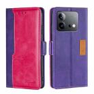 For vivo iQOO Neo 8 / 8 Pro 5G Contrast Color Side Buckle Leather Phone Case(Purple + Rose Red) - 1