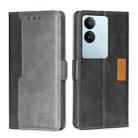 For vivo S17 5G / S17 Pro 5G Contrast Color Side Buckle Leather Phone Case(Black + Grey) - 1