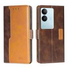 For vivo S17 5G / S17 Pro 5G Contrast Color Side Buckle Leather Phone Case(Dark Brown + Gold) - 1