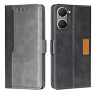 For vivo Y03 4G Contrast Color Side Buckle Leather Phone Case(Black + Grey) - 1