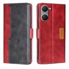 For vivo Y03 4G Contrast Color Side Buckle Leather Phone Case(Red + Black) - 1