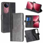 For vivo V50 5G Contrast Color Side Buckle Leather Phone Case(Black + Grey) - 1