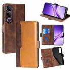 For vivo V50 Lite 5G Contrast Color Side Buckle Leather Phone Case(Dark Brown + Gold) - 1
