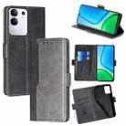 For vivo Y29 4G Global Contrast Color Side Buckle Leather Phone Case(Black + Grey) - 1
