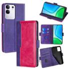 For vivo Y29 4G Global Contrast Color Side Buckle Leather Phone Case(Purple + Rose Red) - 1