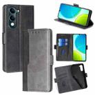 For vivo Y29s 5G / Y04 4G Contrast Color Side Buckle Leather Phone Case(Black + Grey) - 1