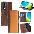 For vivo Y29s 5G / Y04 4G Contrast Color Side Buckle Leather Phone Case(Dark Brown + Gold) - 1