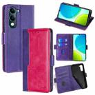 For vivo Y29s 5G / Y04 4G Contrast Color Side Buckle Leather Phone Case(Purple + Rose Red) - 1
