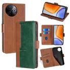 For vivo Y39 5G Global Contrast Color Side Buckle Leather Phone Case(Light Brown + Green) - 1