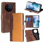 For vivo X200s 5G Contrast Color Side Buckle Leather Phone Case(Dark Brown + Gold) - 1