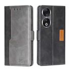 For Honor 90 5G Contrast Color Side Buckle Leather Phone Case(Black + Grey) - 1