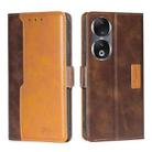 For Honor 90 5G Contrast Color Side Buckle Leather Phone Case(Dark Brown + Gold) - 1