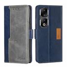 For Honor 90 Pro 5G Contrast Color Side Buckle Leather Phone Case(Blue + Grey) - 1