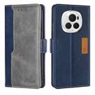 For Honor Magic6 Pro Contrast Color Side Buckle Leather Phone Case(Blue + Grey) - 1