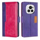 For Honor Magic6 Pro Contrast Color Side Buckle Leather Phone Case(Purple + Rose Red) - 1