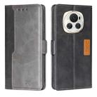 For Honor Magic6 Contrast Color Side Buckle Leather Phone Case(Black + Grey) - 1